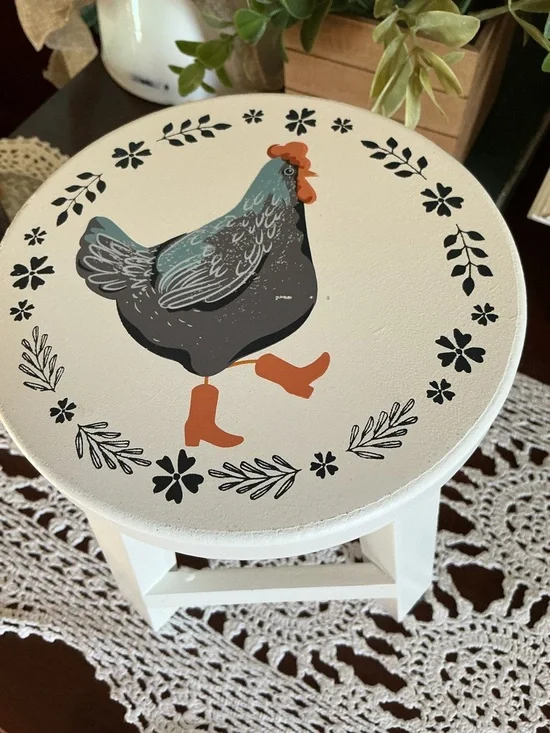 SOLD ❌Hand-Painted Farmhouse Chicken Mini Stool/Riser. Read - Picture 12 of 12